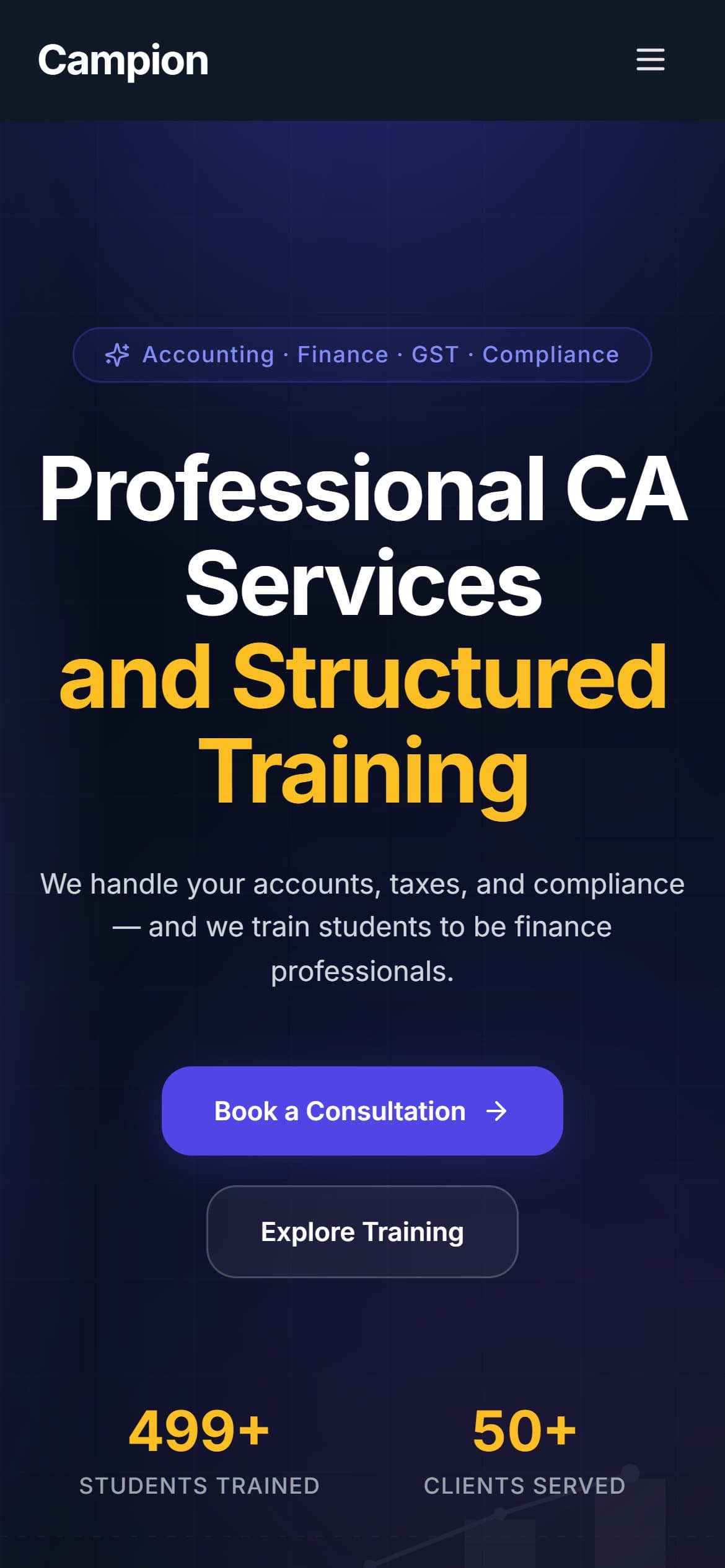 Campion mobile view — responsive iPhone layout