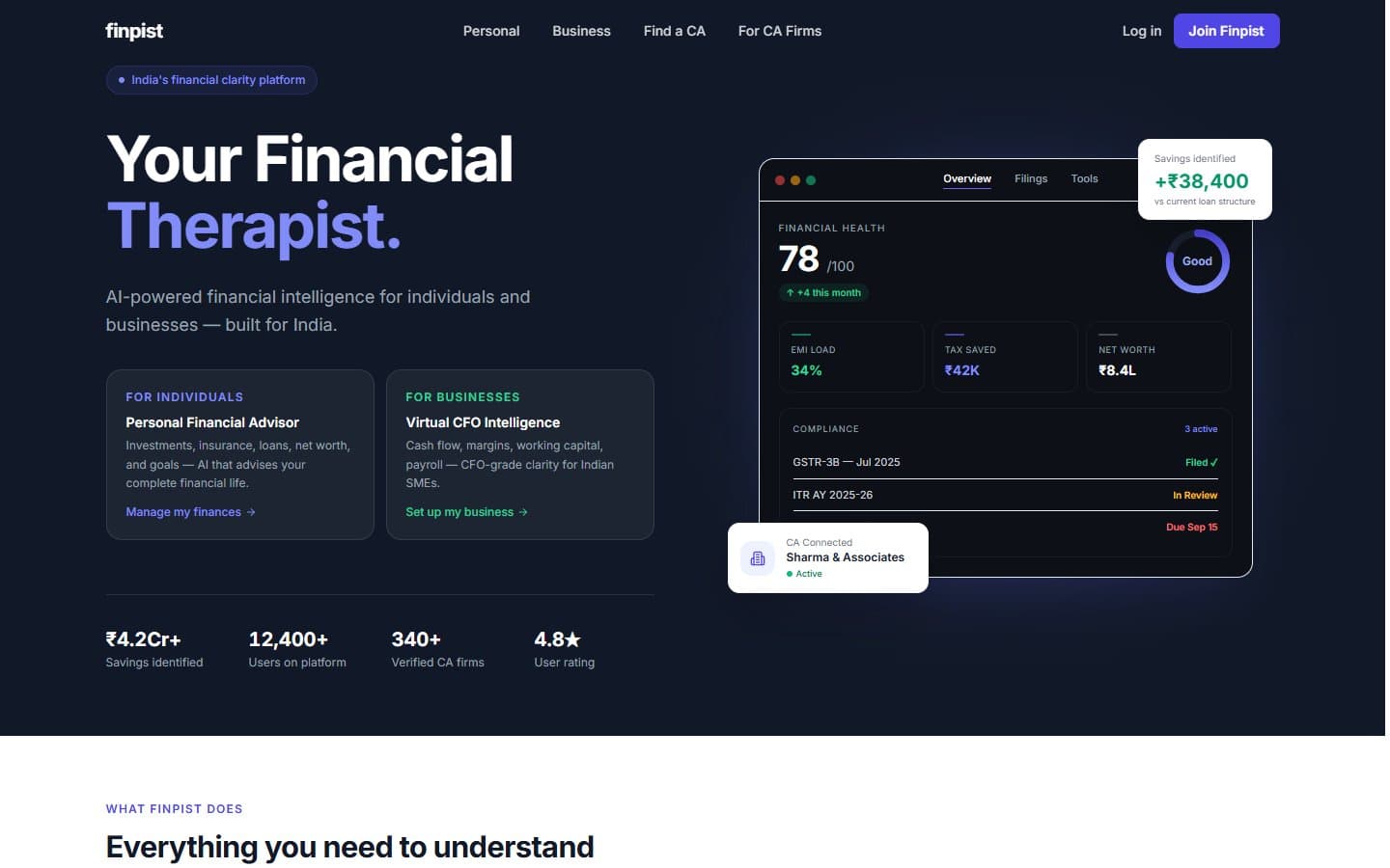 Finpist — hero: Your Financial Therapist