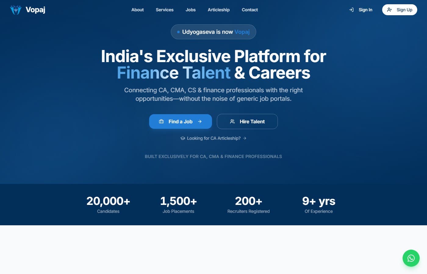 Vopaj homepage — India's Exclusive Platform for Finance Talent & Careers
