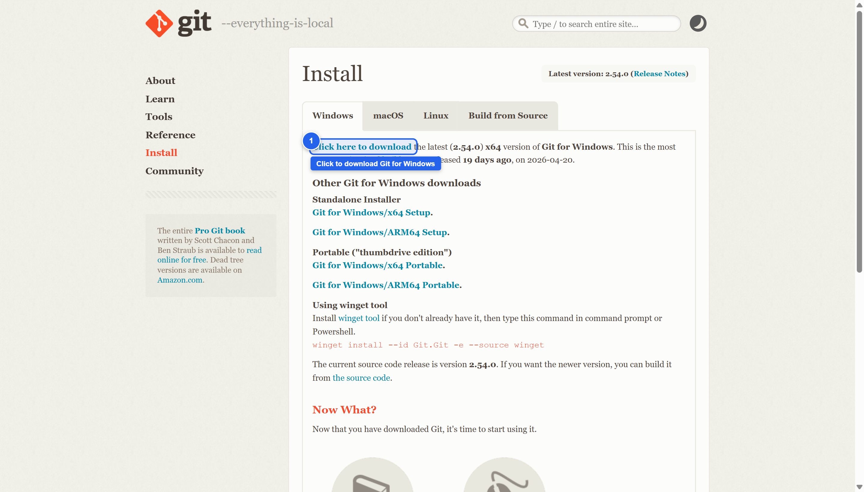 Git for Windows download page