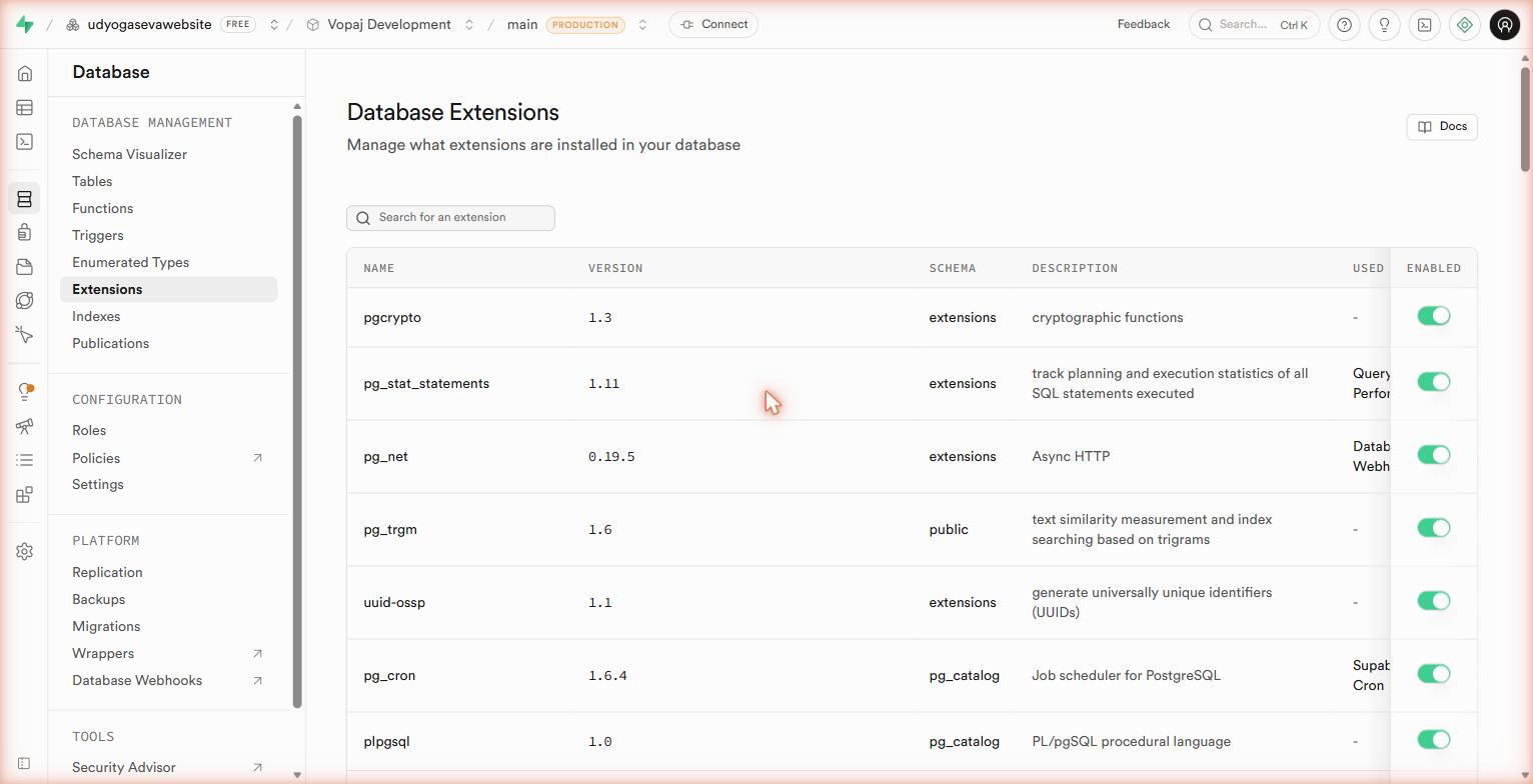 Database → Extensions