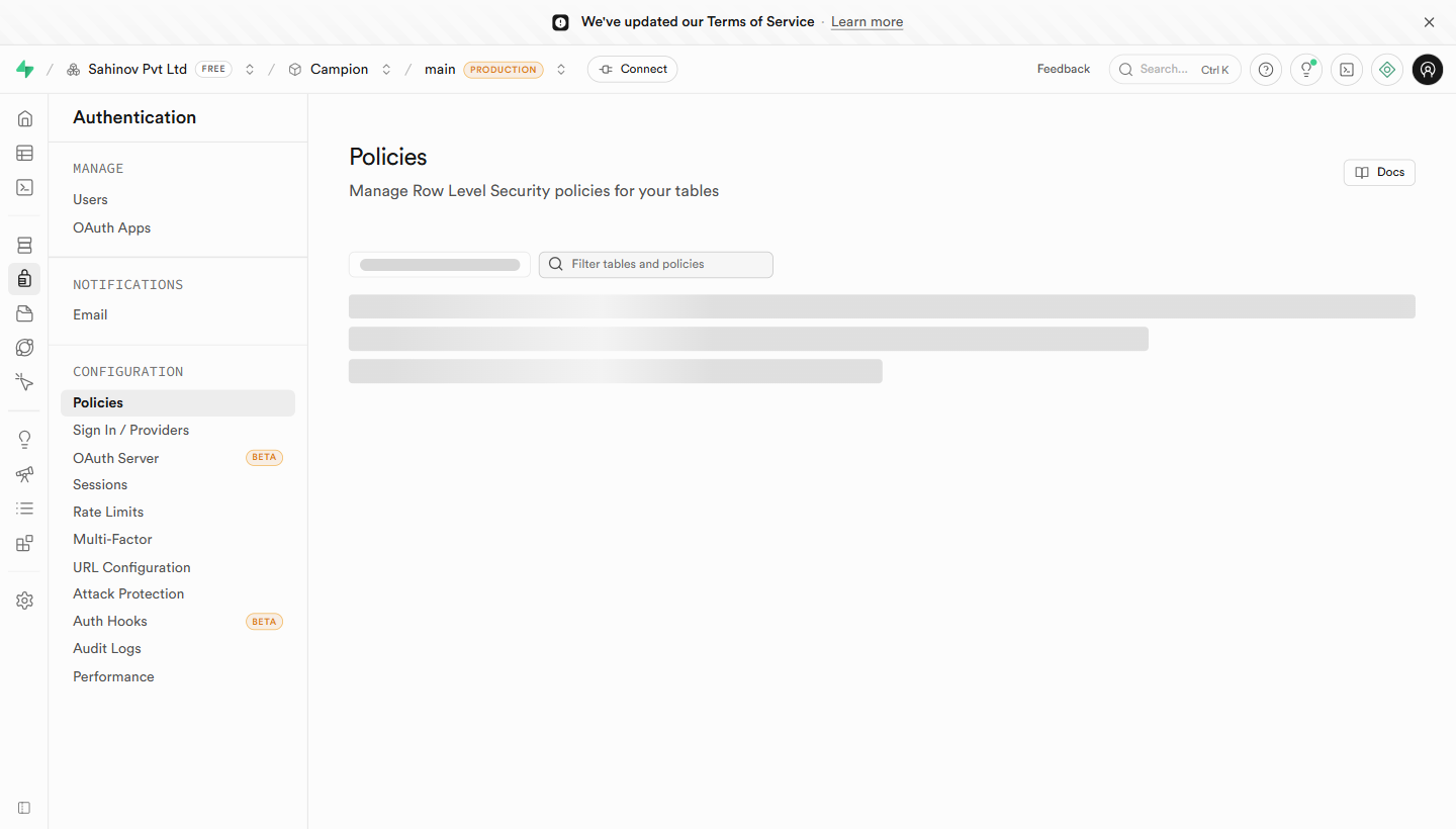 Authentication → Policies
