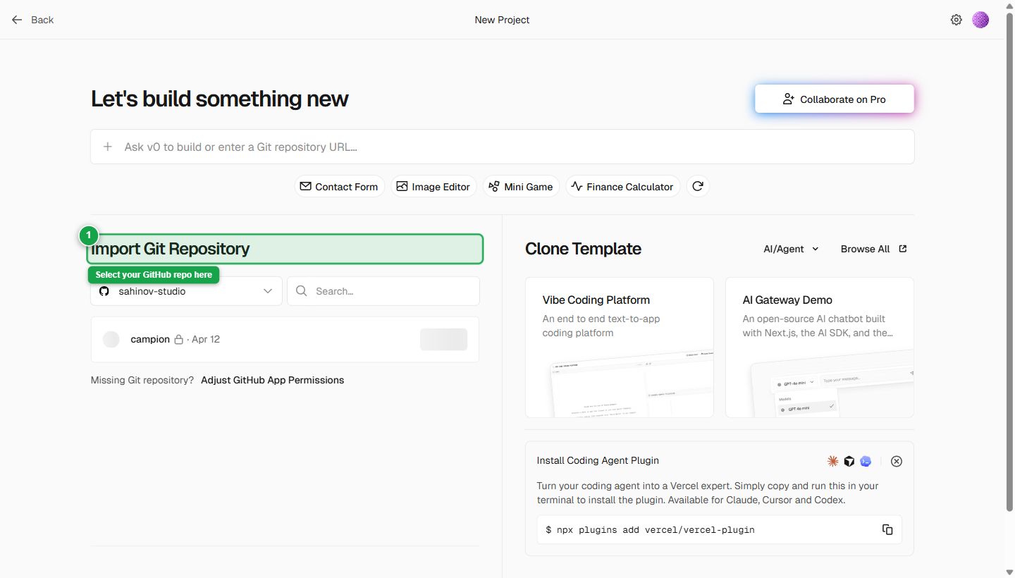 Import Git Repository