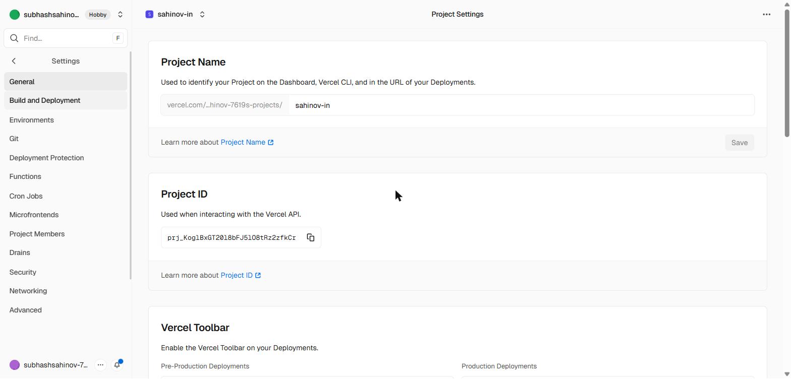Settings — Build and Deployment
