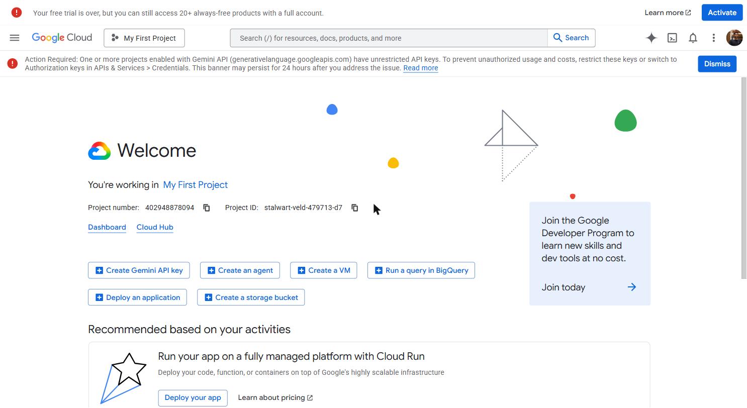 Project selector button — top of the navigation bar