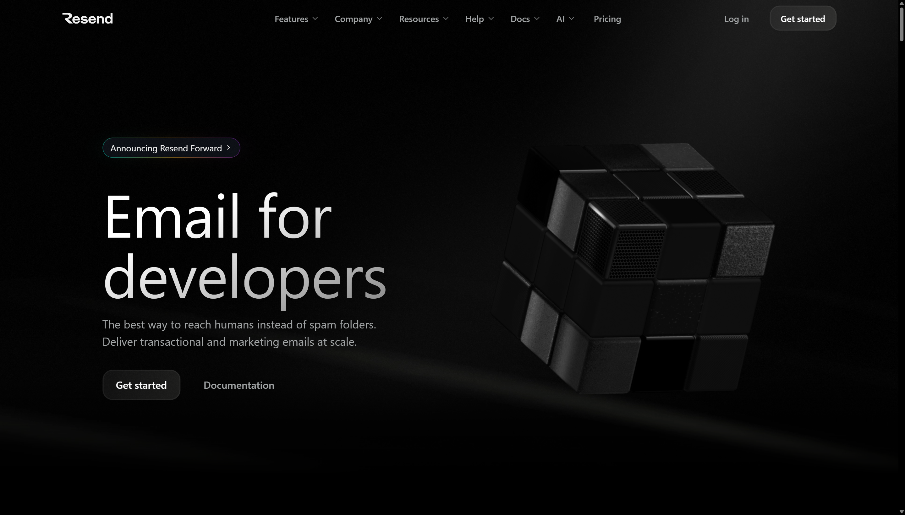 Resend homepage