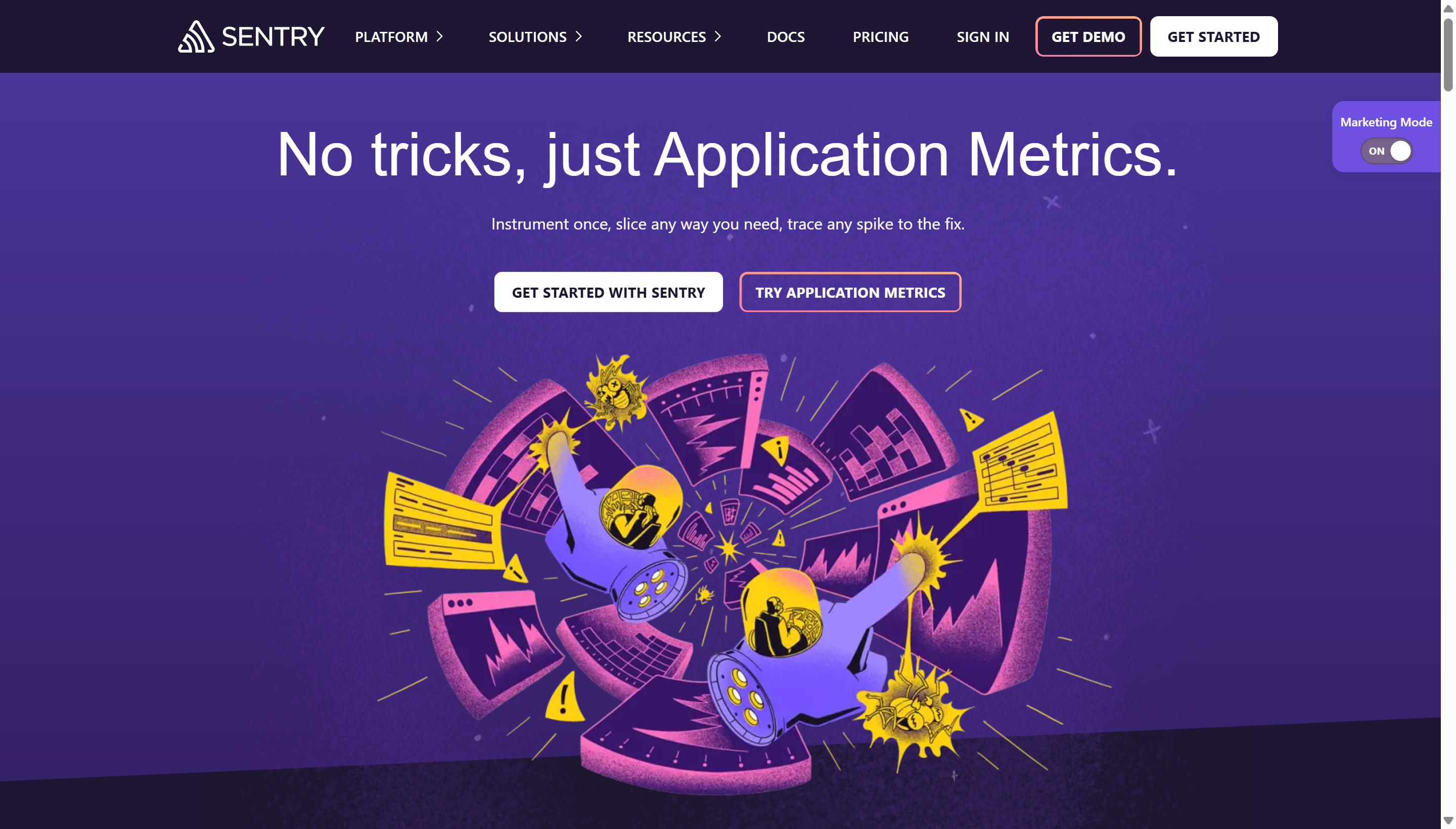 Sentry.io homepage