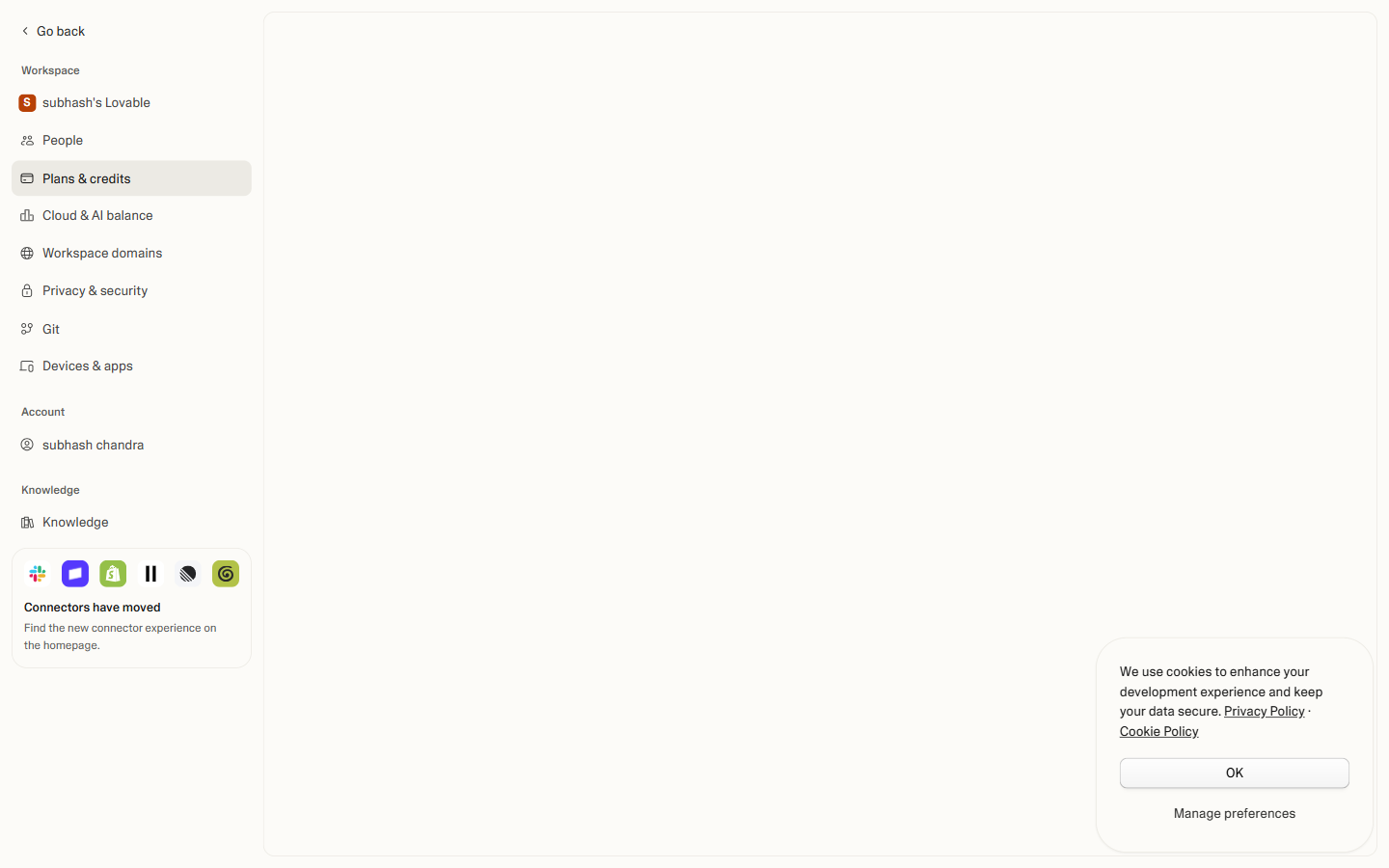 Lovable billing page